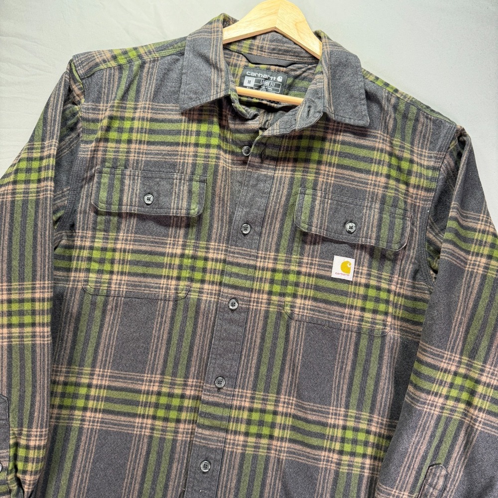 Carhartt Loose Fit Flannel Shirt Mens Medium Multicolor Plaid Cotton Lumberjack